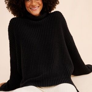 Free People Black Turtleneck Sweater